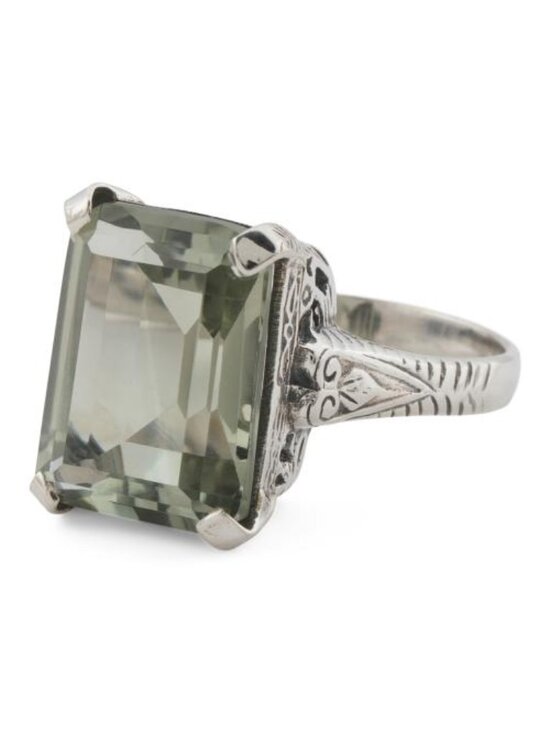 Shivam Jewelry - SHIVAM Made In India Sterling Silver Green Amethyst Ring